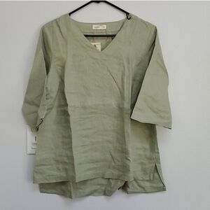 Grae Cove linen green blouse top